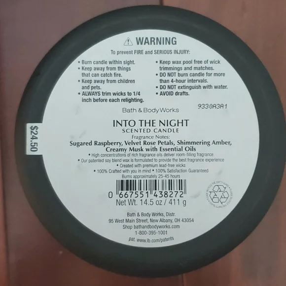 Bath & Body Works Into the Night 3 wick candle - Picture 2 of 2